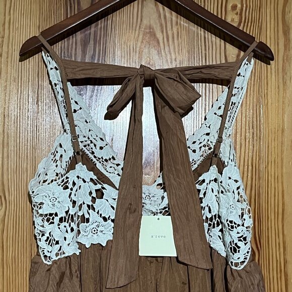 Anthropologie A'Reve Crochet Neck Empire Waist Flare Knee-Length Dress - Picture 8 of 13